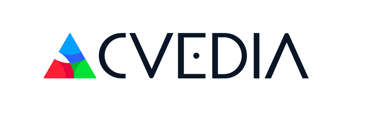 Logotipo de CVEDIA sobre fondo negro